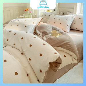 Bộ Vỏ Chăn Vỏ Gối 2 Món Chất Liệu Cotton Đũi, Họa Tiết Vintage