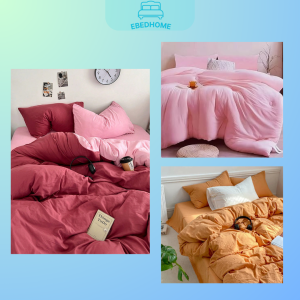 chăn ga gối đệm màu đỏ, cam, hồng